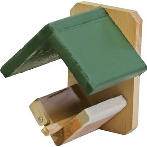 Vogelhuisje/voederhuisje/pindakaashuisje hout met groen dakje 16 cm - Vogelvoederhuisjes