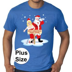 Plus size blauw fout kerst t-shirt best Christmas party ever voor heren - kerst t-shirts