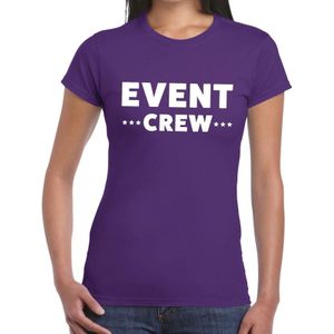 Paars evenement shirt met event crew bedrukking voor dames - Feestshirts