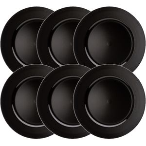 Set van 8x stuks diner onderborden zwart rond kunststof 33 cm - Onderborden