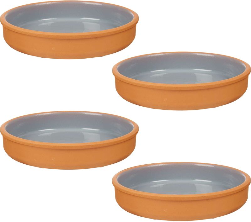La Dehesa Tapas/hapjes serveren/oven schaal terracotta/grijs 23x4 cm - 4x stuks