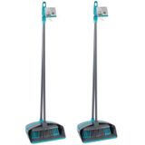 Alpina - Stoffer en Blik - Blauw - Kunststof - 2x set met Lange Steel