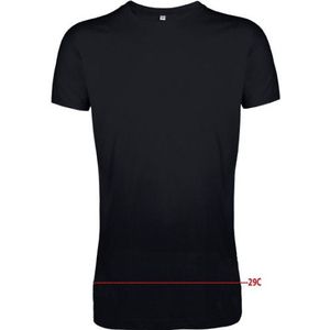Set van 3x stuks extra lang formaat basic heren t-shirt zwart, maat: L - T-shirts