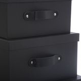 5Five Opbergdoos/box - 4x - zwart - L35 x B26 x H14 cm - Stevig karton - Industrialbox