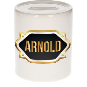 Naam cadeau spaarpot Arnold met gouden embleem - Naam spaarpotten