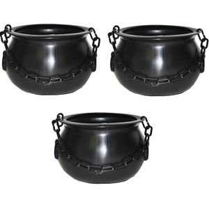 3x Heksen kookpot kids 24 cm - Feestdecoratievoorwerp