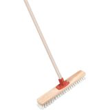 Brumag Luiwagen/schrobber 40 cm - met houten steel 130 cm - harde schrobborstel - Schrobborstels