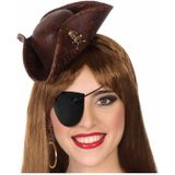 Carnaval verkleed mini hoedje voor een Piraat - 2x - bruin - diadeem - dames - Verkleedhoofddeksels