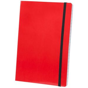 Notitieblokje gelinieerd zachte kaft rood met elastiek A5 formaat - Notitieboek