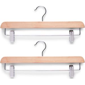 10x Luxe houten broekhangers/cliphangers kledinghangers 36 cm - Kledinghangers