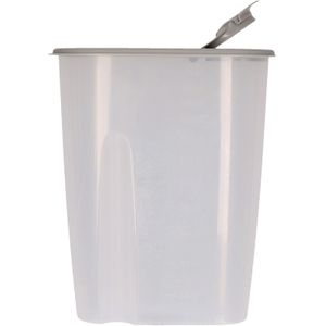 Voedselcontainer strooibus - grijs - 2,2 liter - kunststof - 20 x 9,5 x 23,5 cm