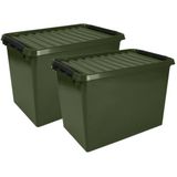 Sunware Opslagbox met deksel - 2x stuks - 72 L - 60 x 40 x 42 cm