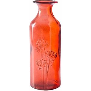 Rode Fles Vaas 7 X 19 cm Glas - Home Deco Vazen Rood - Woonaccessoires