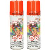 Haarverf/haarspray - 2x - neon oranje - spuitbus - 125 ml - Carnaval - Verkleedhaarkleuring