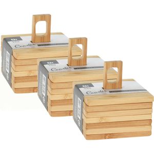 Excellent Houseware - Onderzetters voor glazen - 18st - bamboo - 9x9 cm