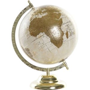 Wereldbol/globe op voet - kunststof - creme/goud - home decoratie artikel - D20 x H30 cm - Wereldbollen