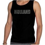Glitter Holland tanktop zwart rhinestone steentjes voor heren Nederland supporter EK/ WK - Feestshirts