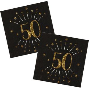 Verjaardag feest servetten leeftijd - 50x - 50 jaar - goud - 33 x 33 cm - Feestservetten