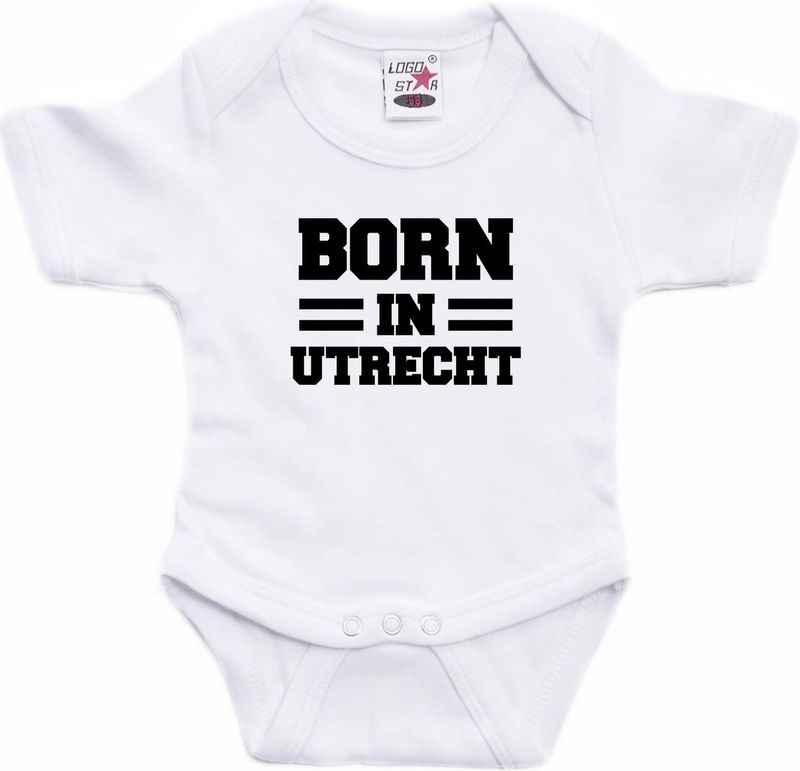 Born in Utrecht cadeau baby rompertje wit jongen/meisje - Rompertjes