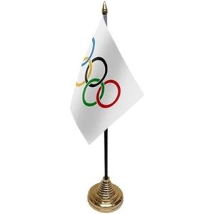 Polyester Olympische vlag 10 x 15 cm  tafel versiering - Vlaggen