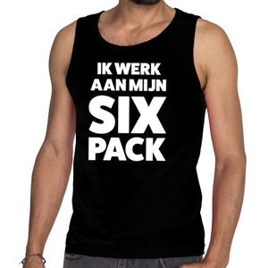 Ik werk aan mijn SIX Pack tanktop / mouwloos shirt zwart heren - Feestshirts