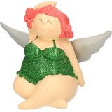 Beeldje dikke dame kerst engeltje/beschermengeltje - 11 cm - Kerstdecoratie woonaccessoires