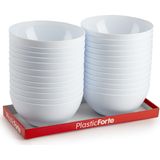 Plasticforte kommetjes/schaaltjes - 4x - dessert/ontbijt - kunststof - D17 x H8 cm - ivoor wit - BPA vrij