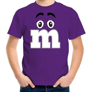 Verkleed t-shirt M voor kinderen - paars - jongen - carnaval/themafeest kostuum - Feestshirts