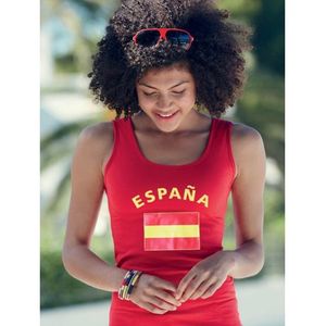 Rood dames shirtje met Spaanse vlag - Feestshirts