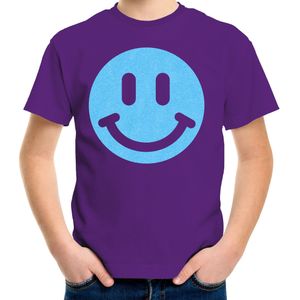 Verkleed T-shirt voor jongens - smiley - paars - carnaval - feestkleding voor kinderen - Feestshirts
