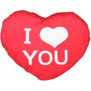 Sierkussentje Valentijn/I Love You hartje vorm - rood - 25 cm - Knuffelkussen