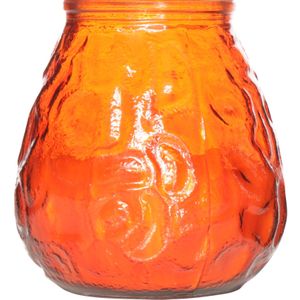 Lowboy kaars - oranje - glas - H10 cm - 40 branduren - buiten kaars - sfeerkaars/tuinkaars - Waxinelichtjes