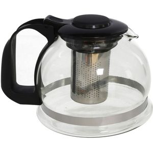 Glazen theepot met thee filter/infuser 1600 ml - Theepotten/theekannen van glas - Theepot met theeinfuser