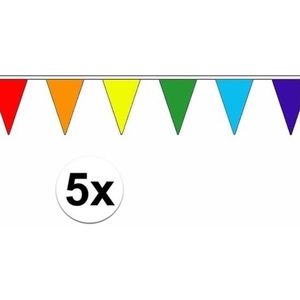 5x Regenboog versiering vlaggenlijn 5 m - Vlaggenlijnen