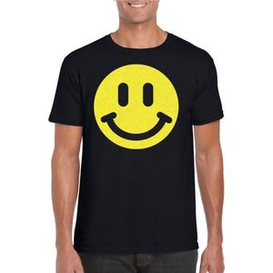 Verkleed T-shirt voor heren - smiley - zwart - carnaval/foute party - feestkleding - Feestshirts