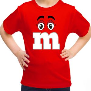 Verkleed t-shirt M voor kinderen - rood - meisje - carnaval/themafeest kostuum - Feestshirts