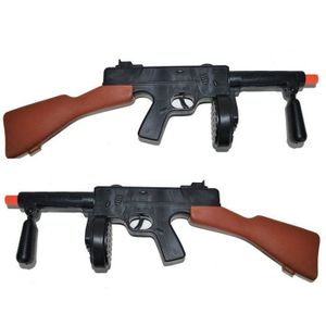 2x stuks verkleed speelgoed wapens gangsters machinepistool zwart 50 cm - Verkleedattributen
