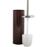 MSV Toiletborstel in houder/pedaalemmer set Napoli - metaal - kastanje bruin