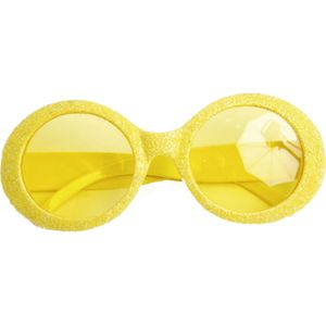 Gele disco dames party bril met glitters - Verkleedbrillen