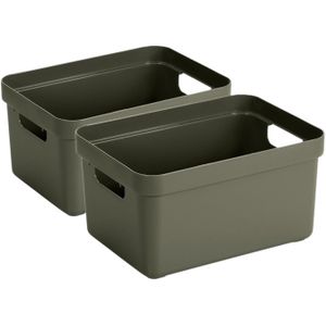 Sunware Opbergbox Sigma - 8x stuks - kunststof - donkergroen - 5 liter - 25,2 x 18 x 12,2 cm - Opber - Opbergbox