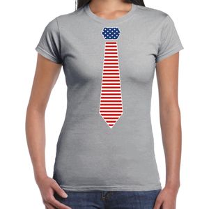 Verkleed t-shirt voor dames - Amerikaanse stopdas - grijs - themafeest - Feestshirts