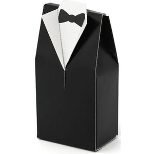 Cadeaudoosjes Bruidegom - Bruiloft bedankje - 10x stuks - zwart/wit - 7 x 9 cm - Cadeaudoosjes