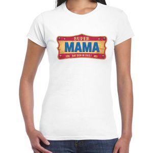 Super mama cadeau / kado t-shirt vintage wit voor dames - Feestshirts