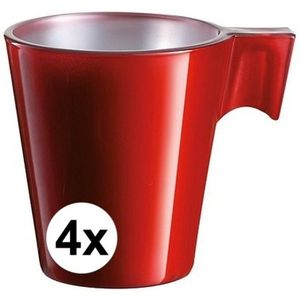 4x Rode espresso/koffie kop - Bekers