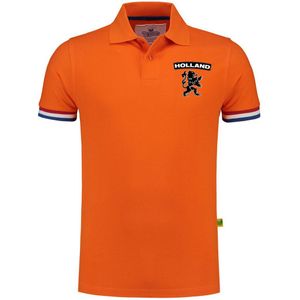Luxe Holland supporter poloshirt oranje met leeuw op borst 200 grams voor heren tijdens EK / WK - Feestshirts