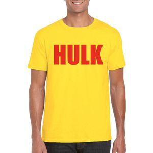 Gele Hulk t-shirt met rode letters voor heren - Feestshirts