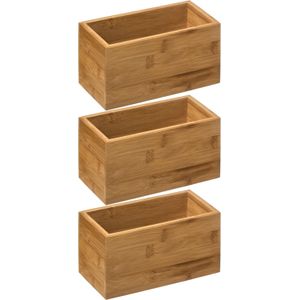 5Five - Opberg/sorteer/lade verdelers bakjes bamboe 18 x 9 x 9.5 cm - 3x stuks