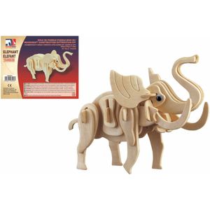 Houten dieren 3D puzzel olifant - Speelgoed bouwpakket 20 x 8,4 x 11,5 cm