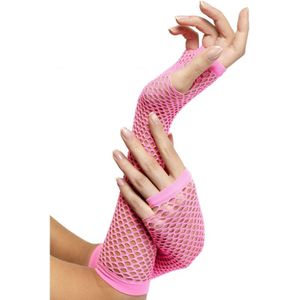 Handschoen visnet roze - Verkleedhandschoenen