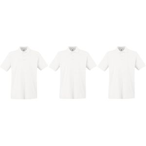 3-Pack maat 2XL wit poloshirt premium van katoen voor heren - Polo shirts